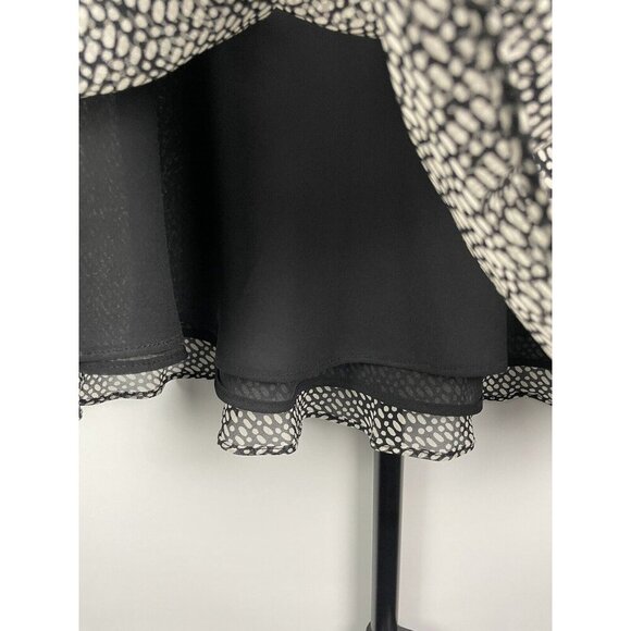 Ann Taylor Black Cream Speckled 100% Silk Flowy A-Line Skirt Size 10P - Picture 4 of 8